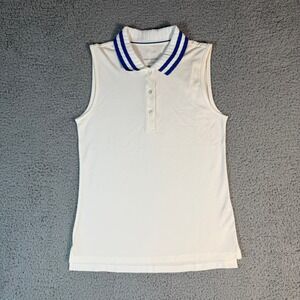 NWT Tory Burch Polo Medium Perfomance Pique Pleated-Collar Sleeveless White